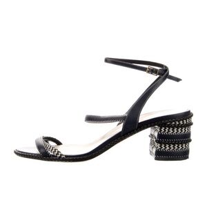 Oscar de la Renta Leather Braided Accents Sandals